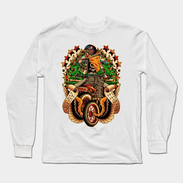 Biker Long Sleeve T-Shirt by Don Chuck Carvalho